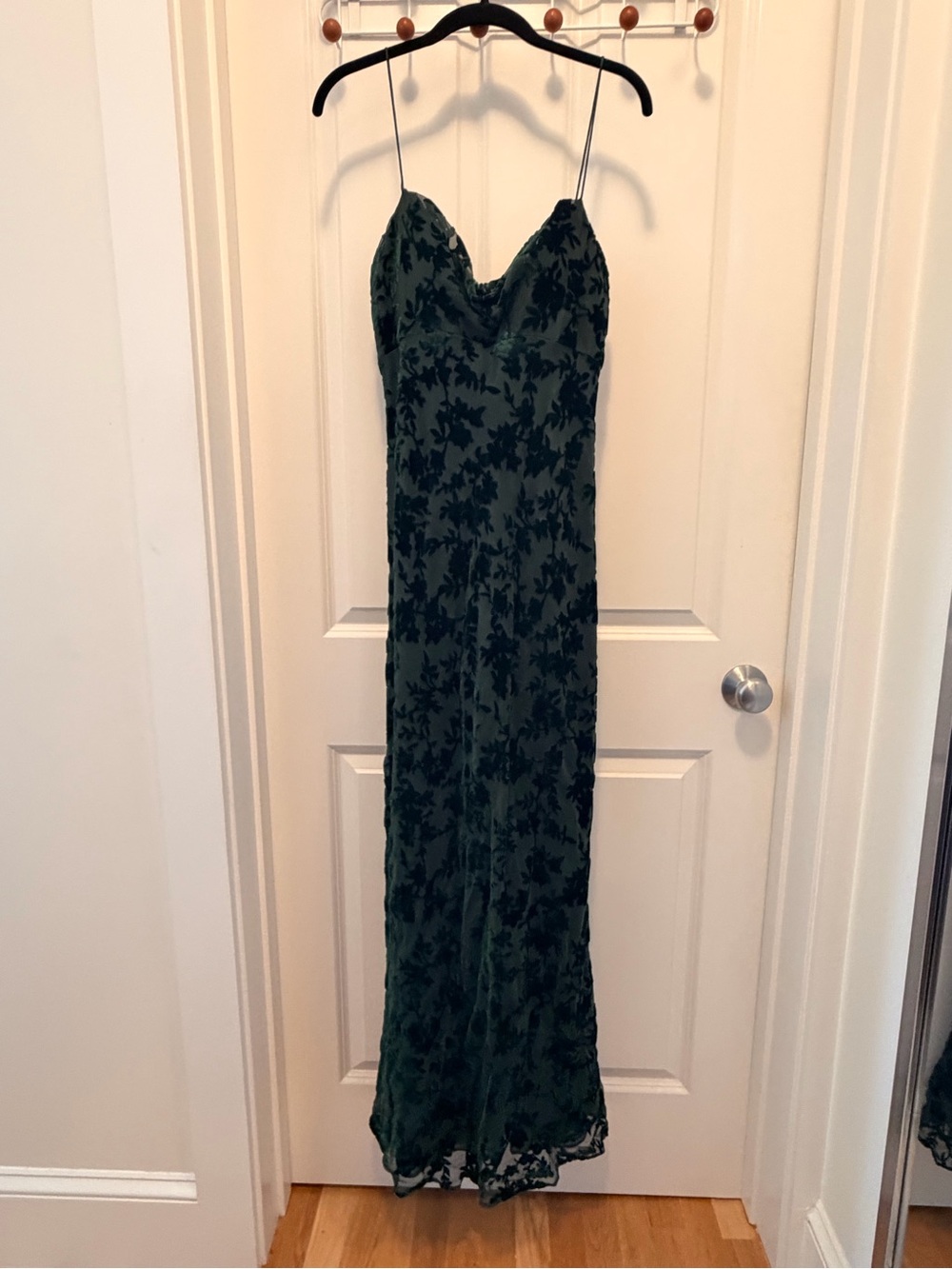 Jenny Yoo Green Floral Velvet Maxi Dress - Size 8